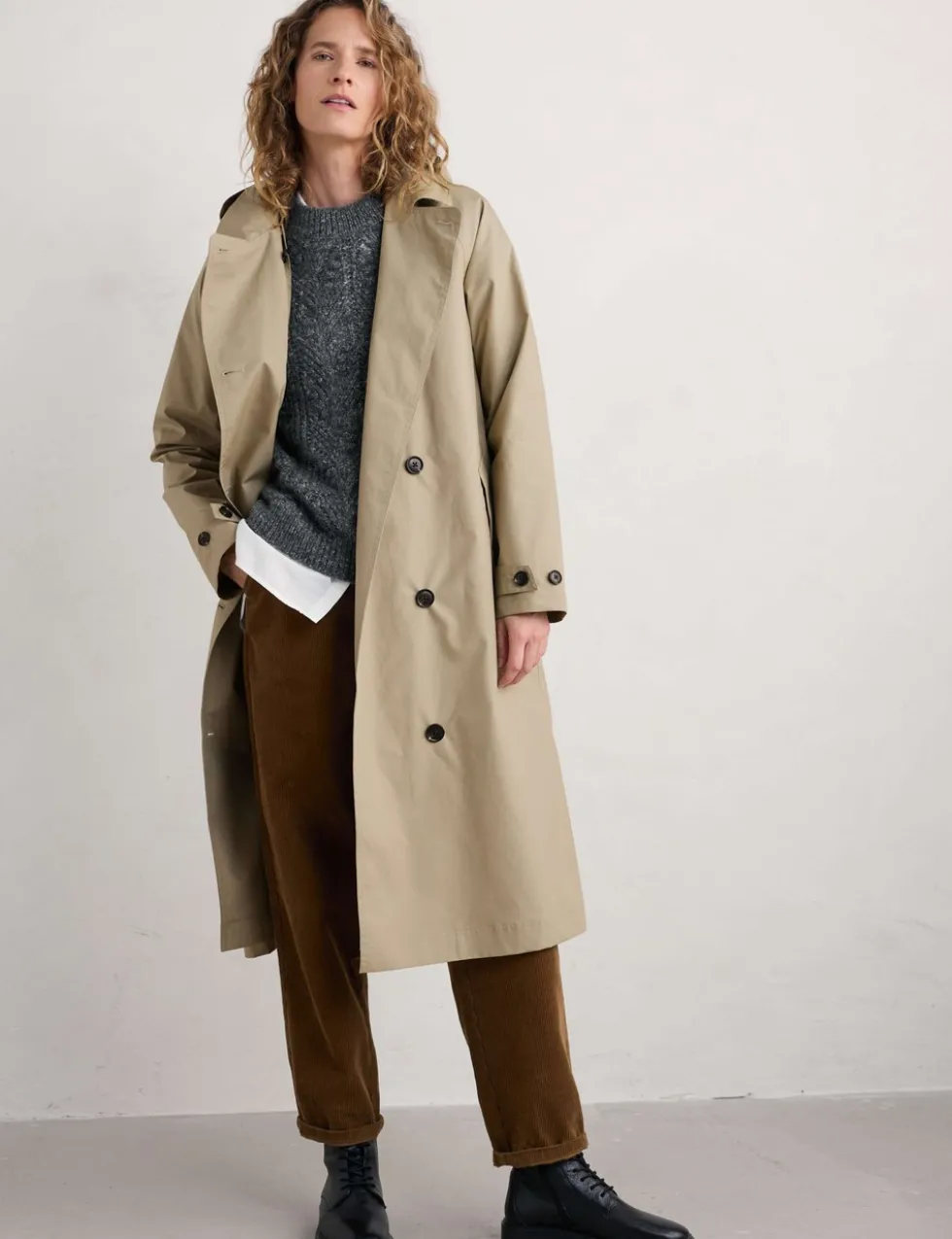 Pure Cotton Belted Double Breasted Trench Coat