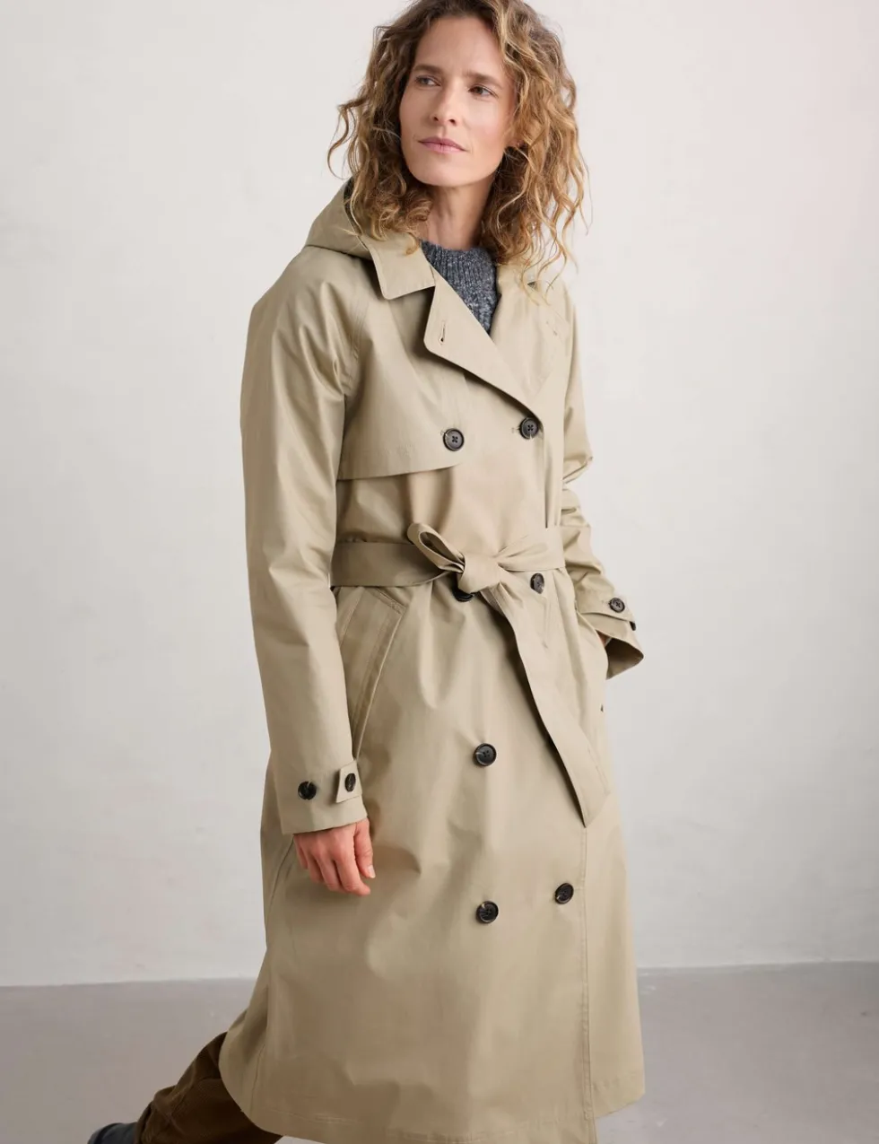 Pure Cotton Belted Double Breasted Trench Coat