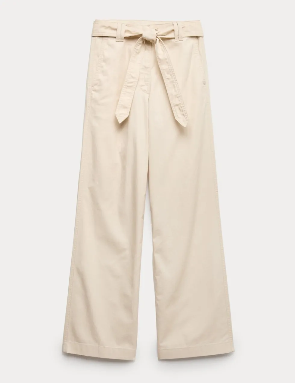 Pure Cotton Belted Straight Leg Trousers