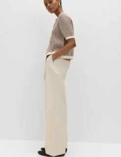 Pure Cotton Belted Straight Leg Trousers