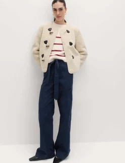 Pure Cotton Belted Straight Leg Trousers