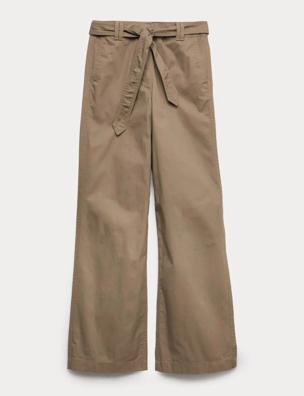 Pure Cotton Belted Straight Leg Trousers