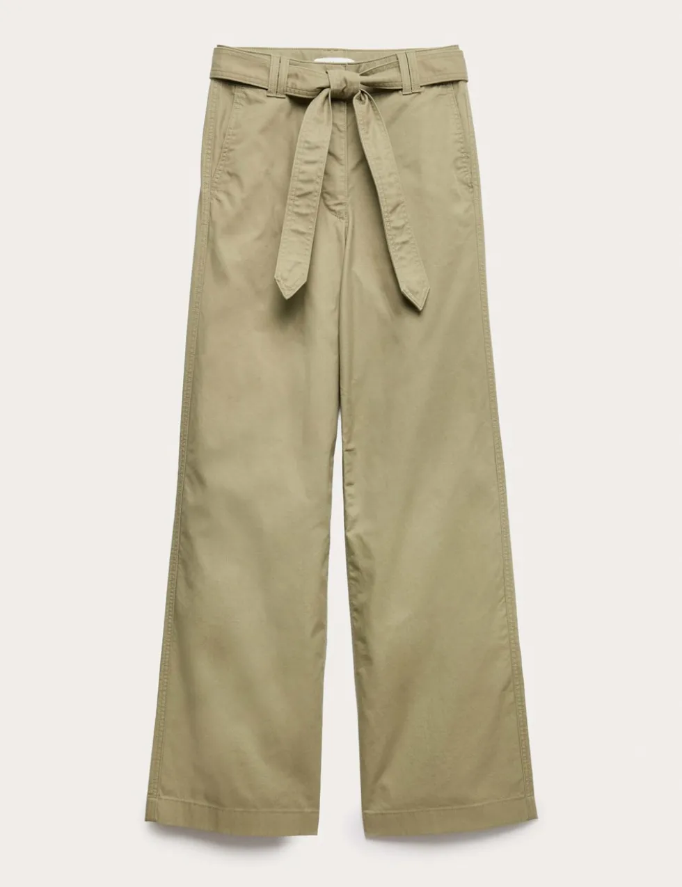 Pure Cotton Belted Straight Leg Trousers