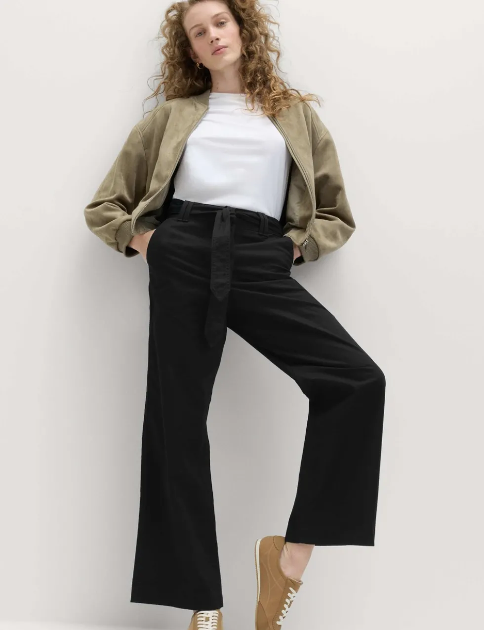 Pure Cotton Belted Straight Leg Trousers