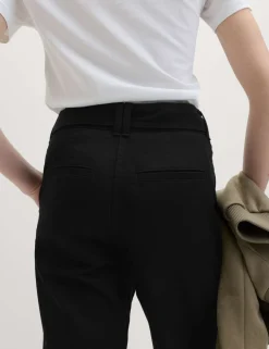 Pure Cotton Belted Straight Leg Trousers