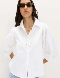 Pure Cotton Blouson Sleeve Shirt