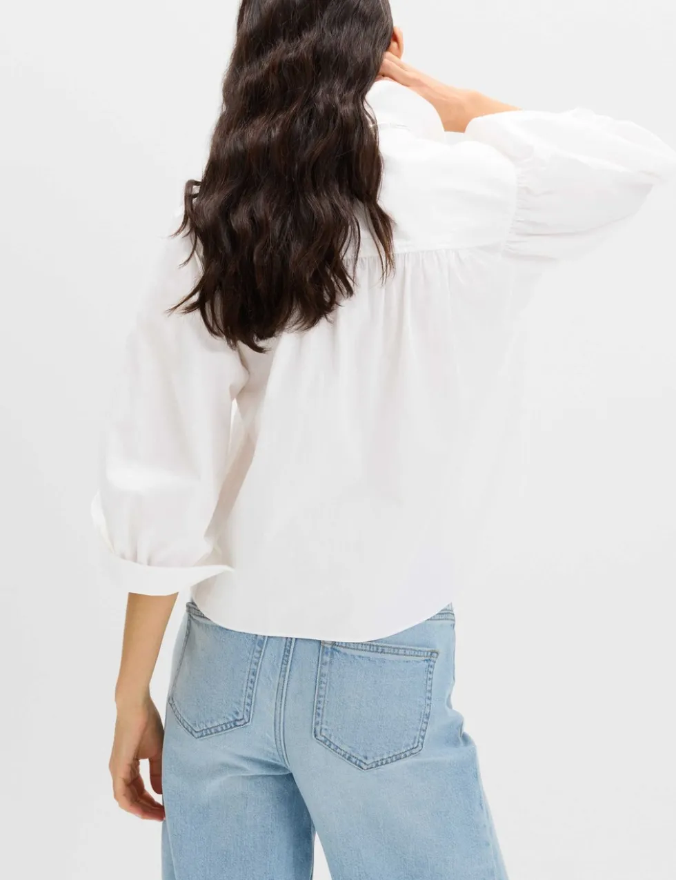 Pure Cotton Blouson Sleeve Shirt
