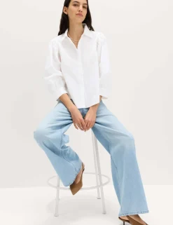 Pure Cotton Blouson Sleeve Shirt