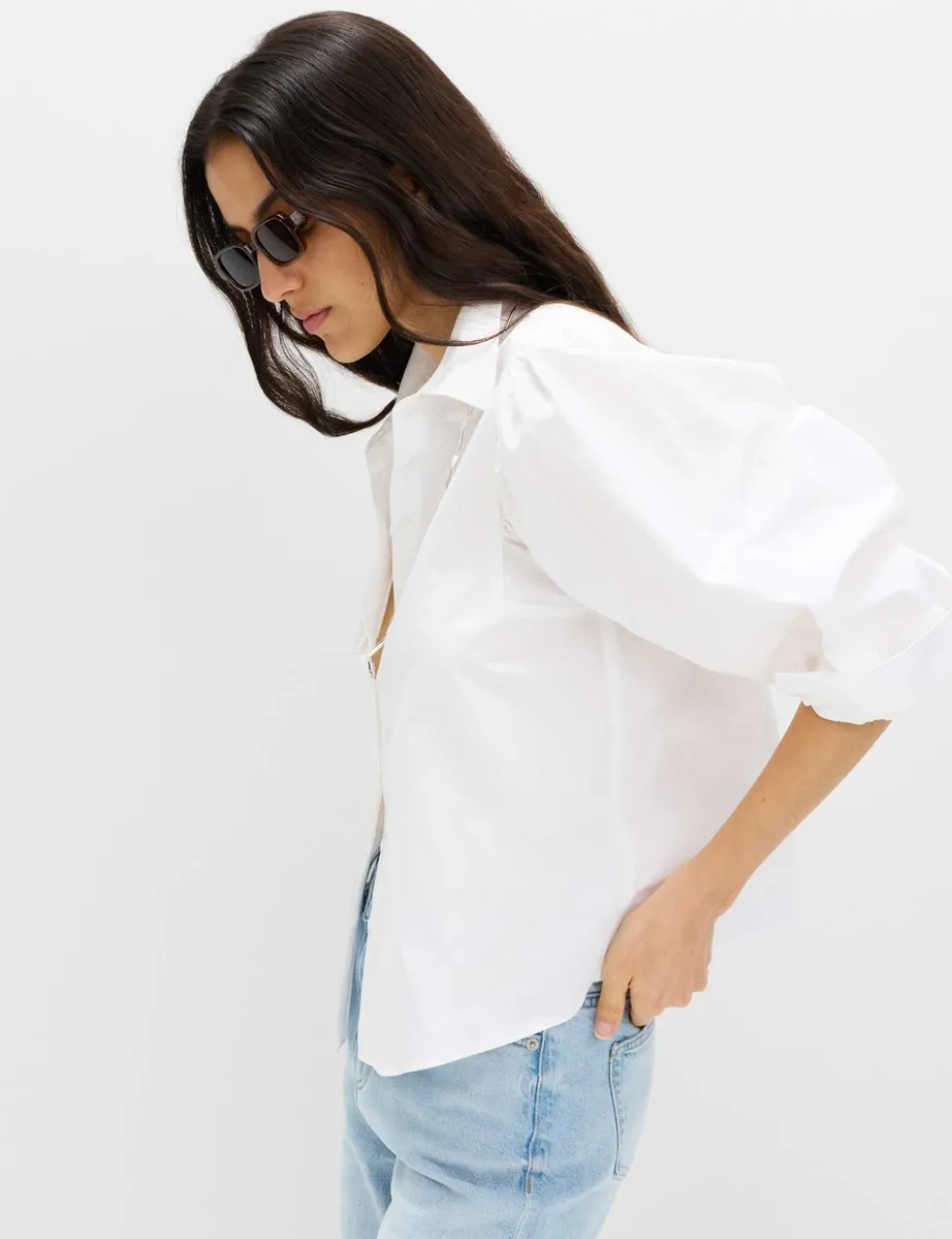 Pure Cotton Blouson Sleeve Shirt