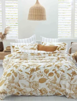 Pure Cotton Botanical Ochre Bedding Set