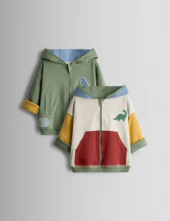 Pure Cotton Bouclé Dino Reversible Hoodie (6 Mths - 6 Yrs)
