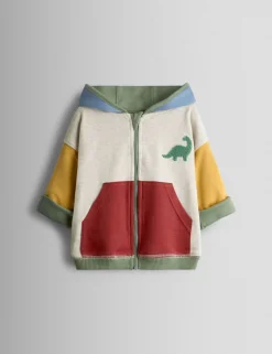 Pure Cotton Bouclé Dino Reversible Hoodie (6 Mths - 6 Yrs)