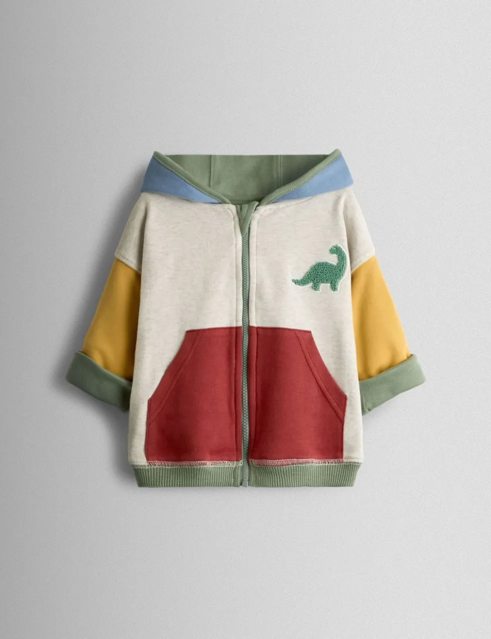 Pure Cotton Bouclé Dino Reversible Hoodie (6 Mths - 6 Yrs)