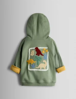 Pure Cotton Bouclé Dino Reversible Hoodie (6 Mths - 6 Yrs)