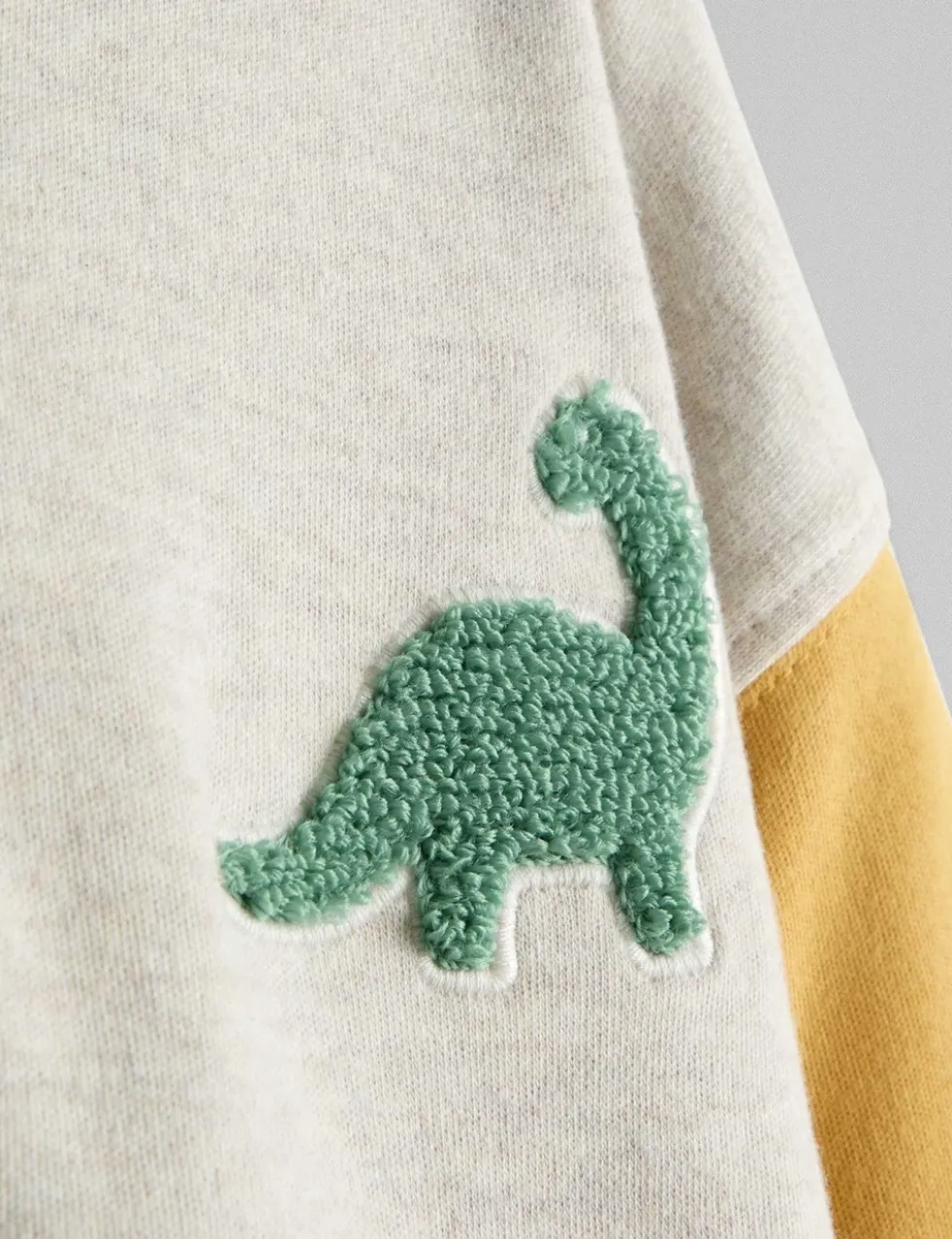 Pure Cotton Bouclé Dino Reversible Hoodie (6 Mths - 6 Yrs)