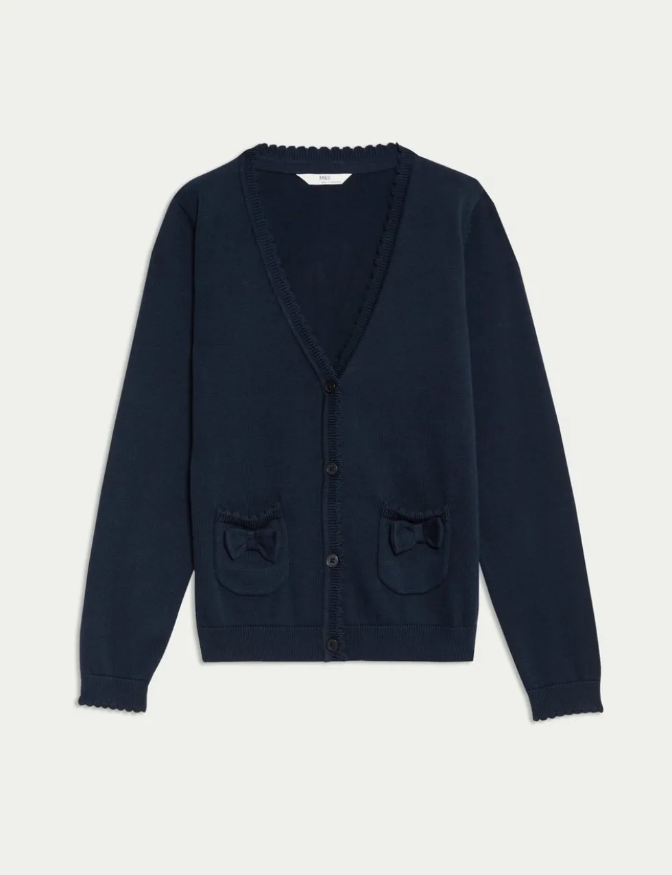 Pure Cotton Bow Pocket Cardigan (3-18 Yrs)