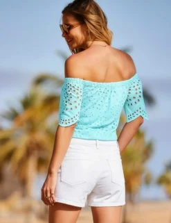 Pure Cotton Broderie Bardot Top