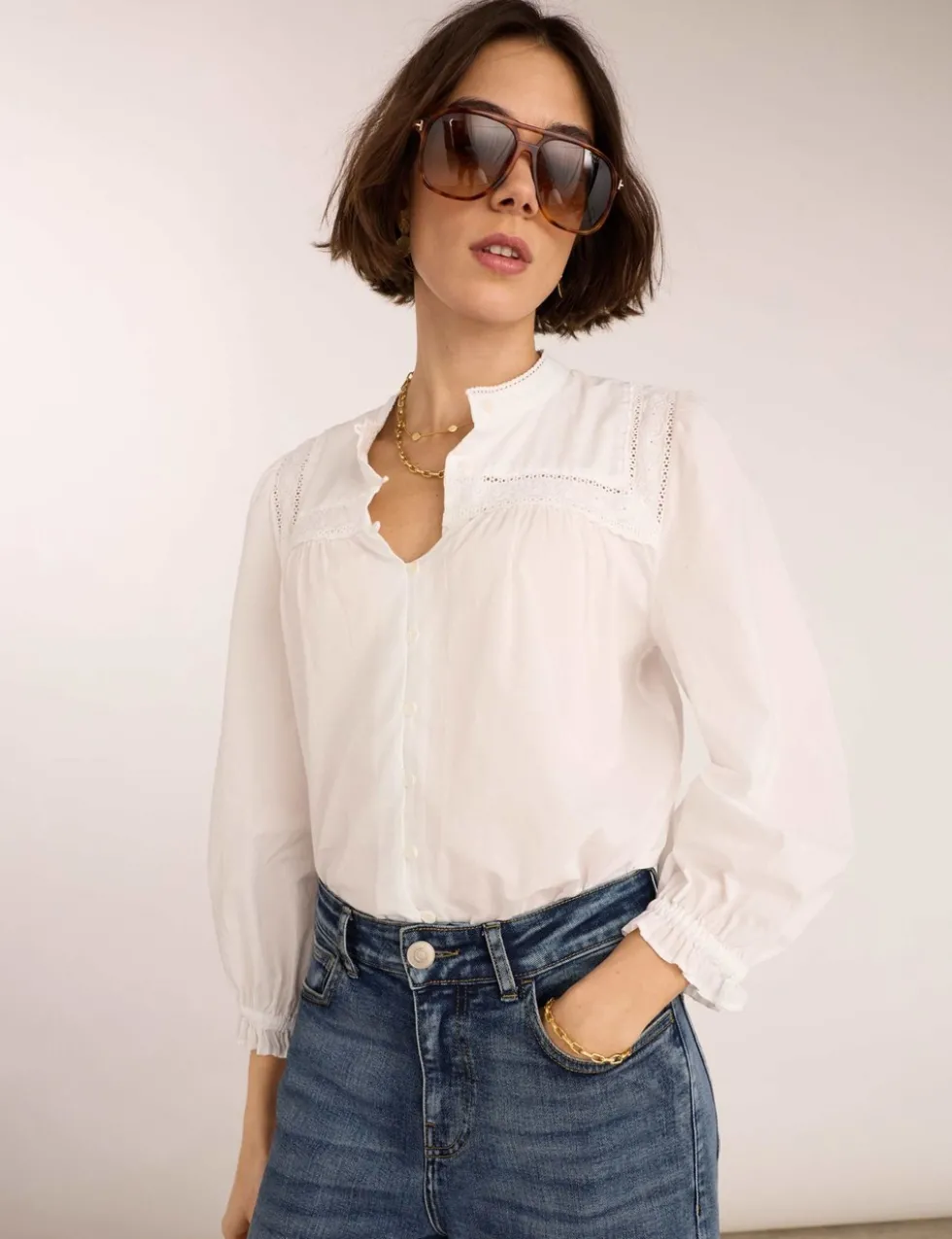 Pure Cotton Broderie Blouse