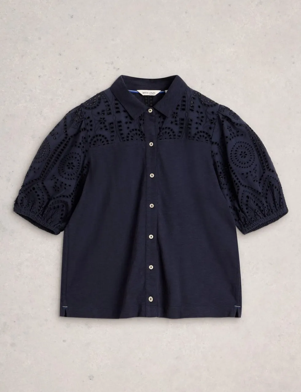 Pure Cotton Broderie Button Through Shirt