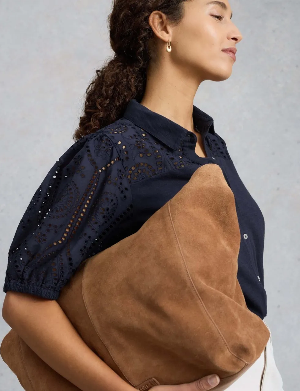 Pure Cotton Broderie Button Through Shirt