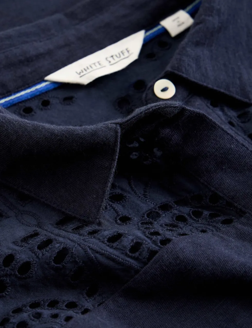 Pure Cotton Broderie Button Through Shirt