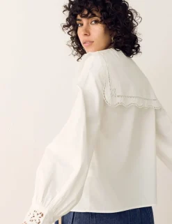 Pure Cotton Broderie Collar Shirt