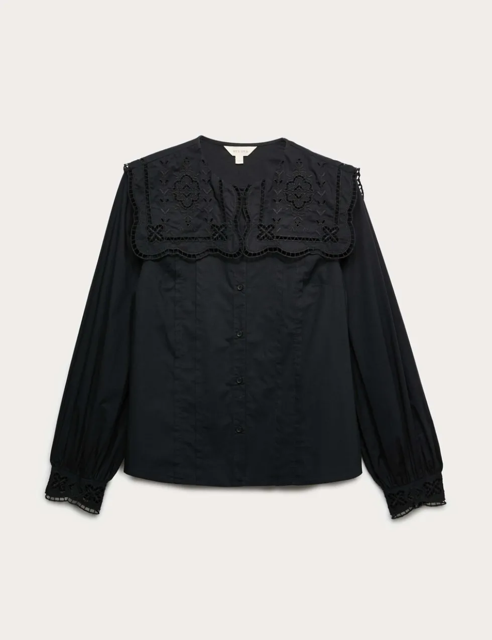 Pure Cotton Broderie Collar Shirt