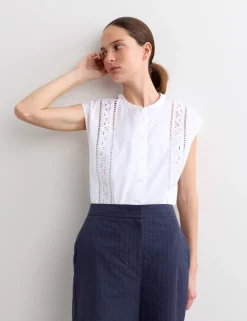 Pure Cotton Broderie Detail Top