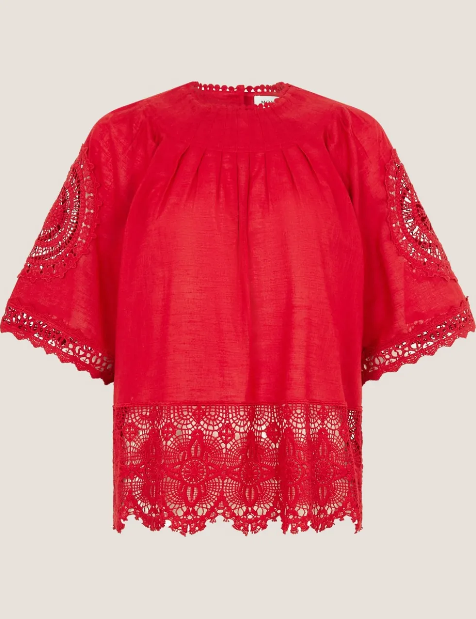 Pure Cotton Broderie High Neck Top