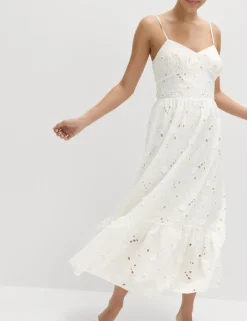 Pure Cotton Broderie Midaxi Cami Dress