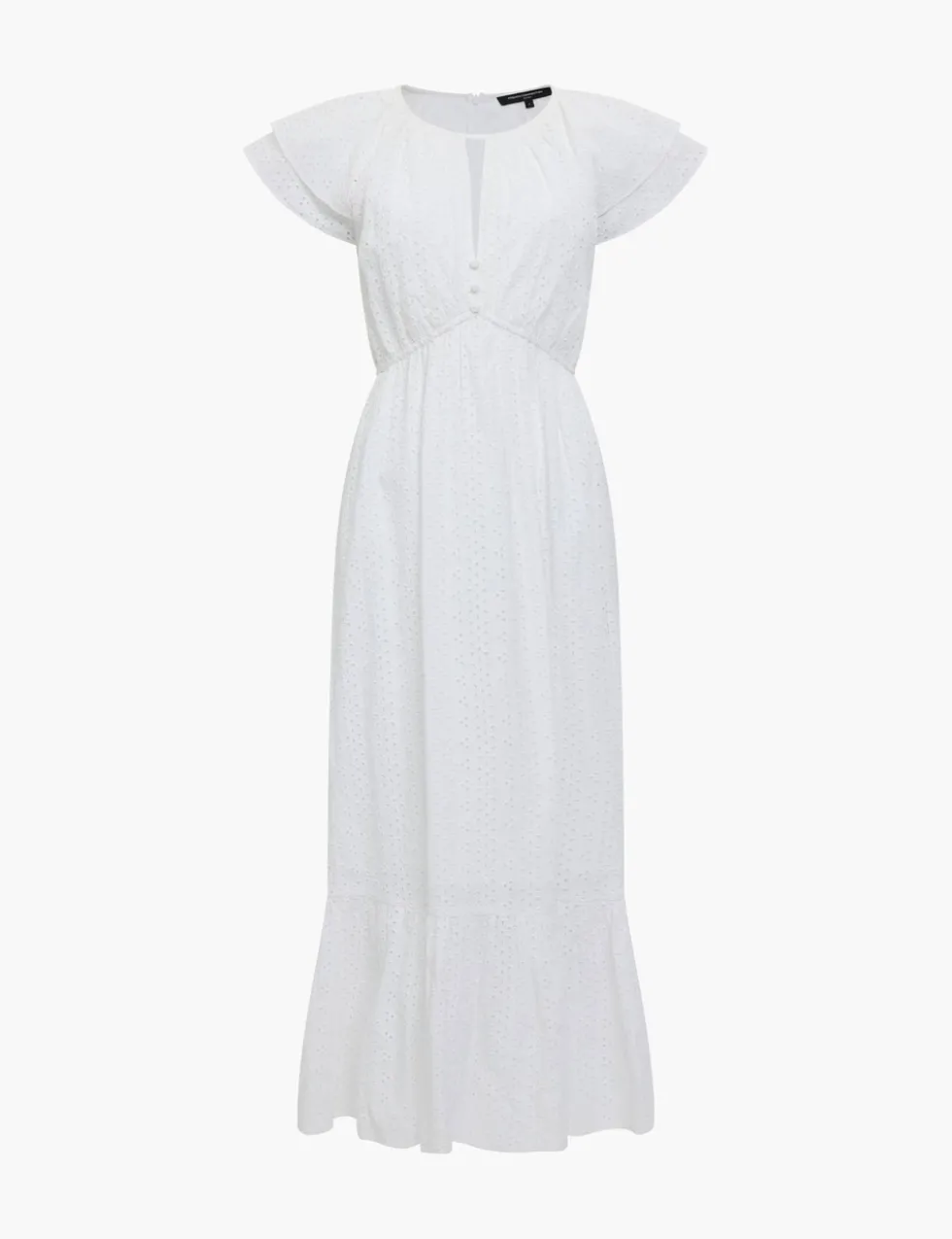 Pure Cotton Broderie Midi Tiered Waisted Dress
