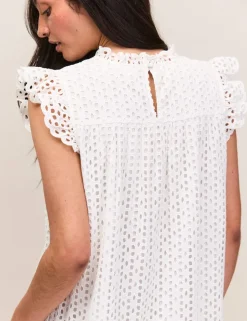 Pure Cotton Broderie Mini Shift Dress