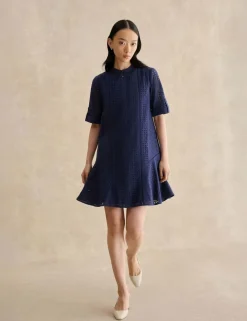 Pure Cotton Broderie Mini Shift Dress