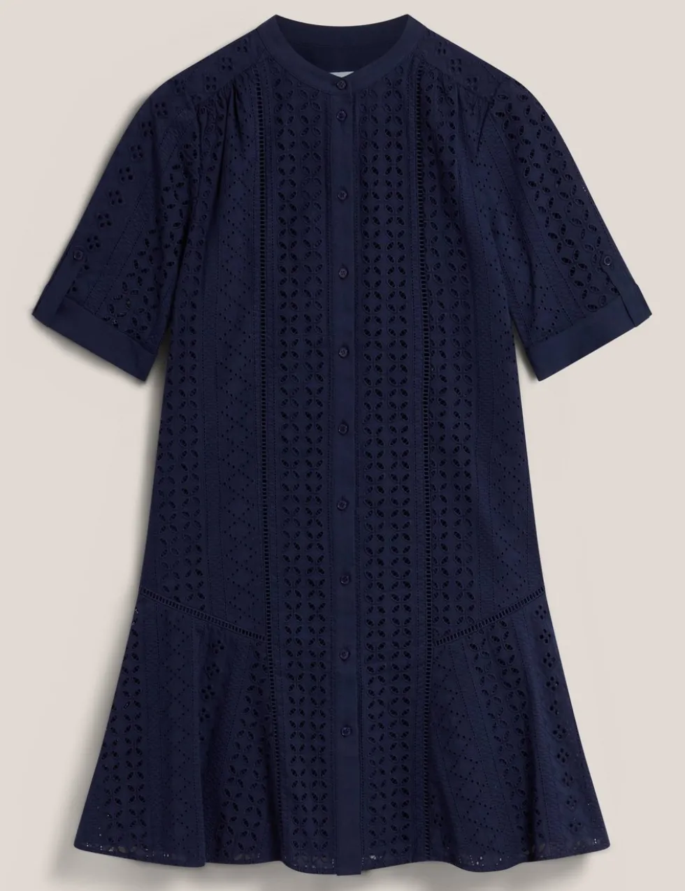 Pure Cotton Broderie Mini Shift Dress