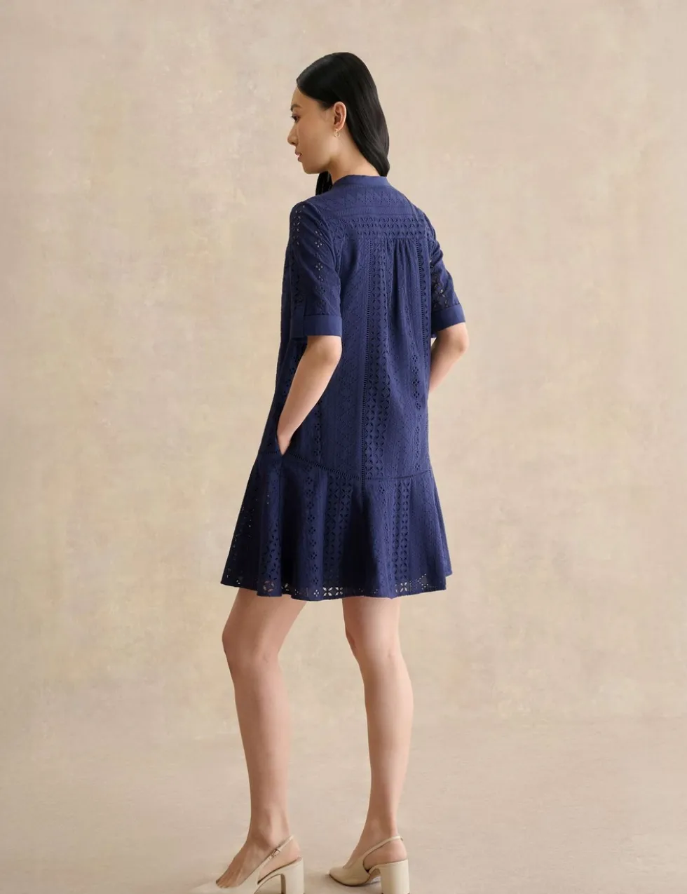 Pure Cotton Broderie Mini Shift Dress