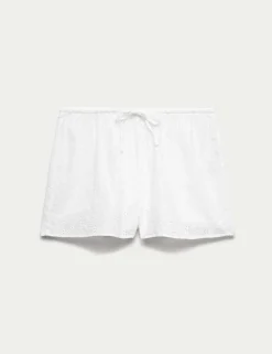 Pure Cotton Broderie Pyjama Shorts