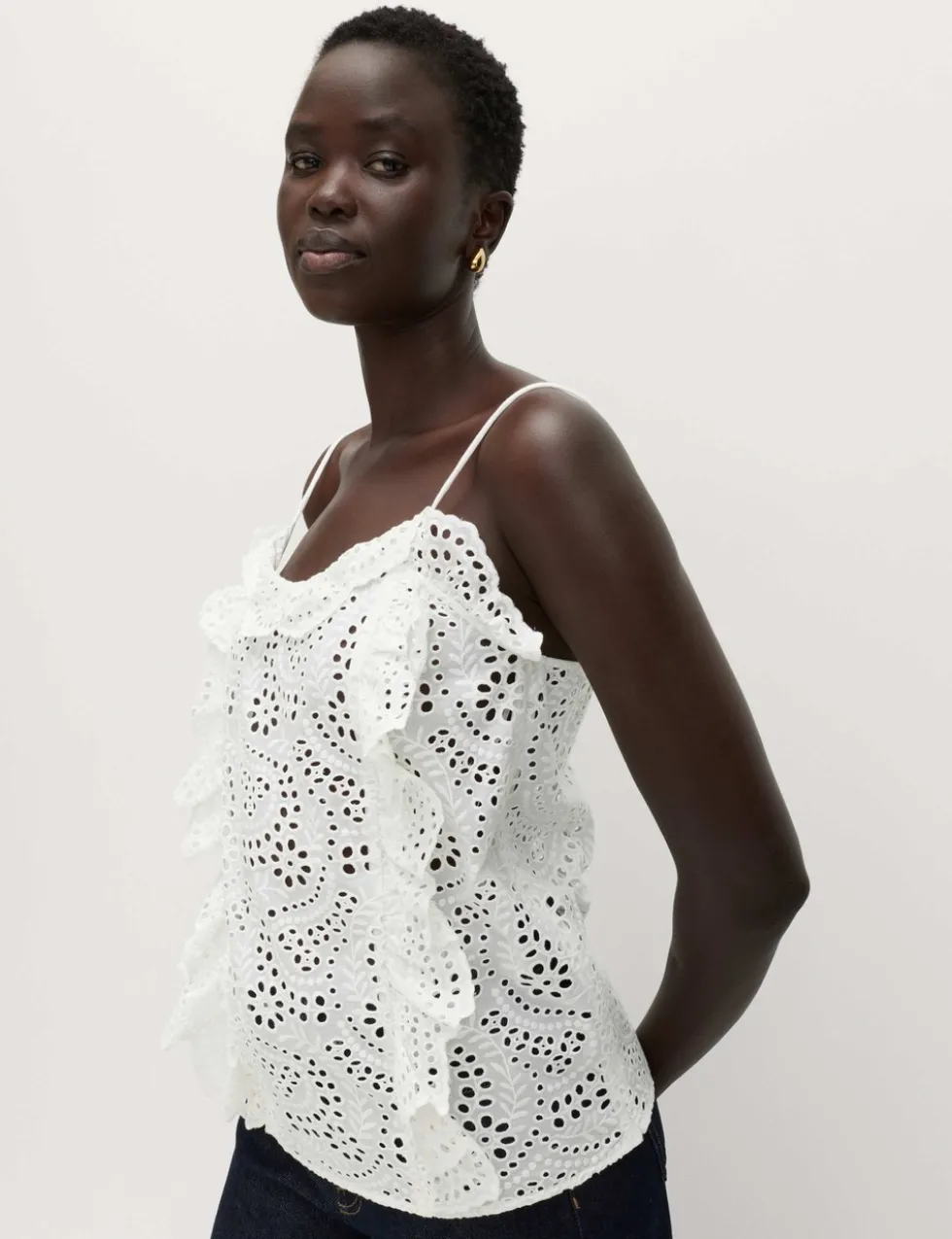 Pure Cotton Broderie Ruffle Cutwork Cami