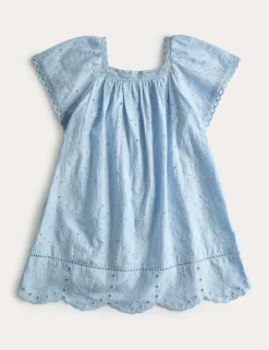 Pure Cotton Broderie Shell Dress (2-8 Yrs)