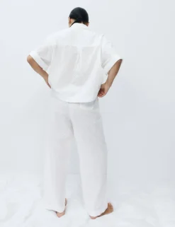 Pure Cotton Broderie Short Sleeve Pyjama Shirt