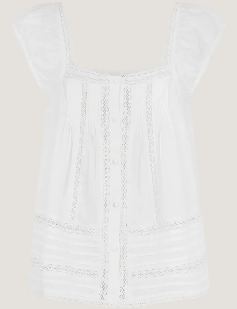Pure Cotton Broderie Square Neck Blouse