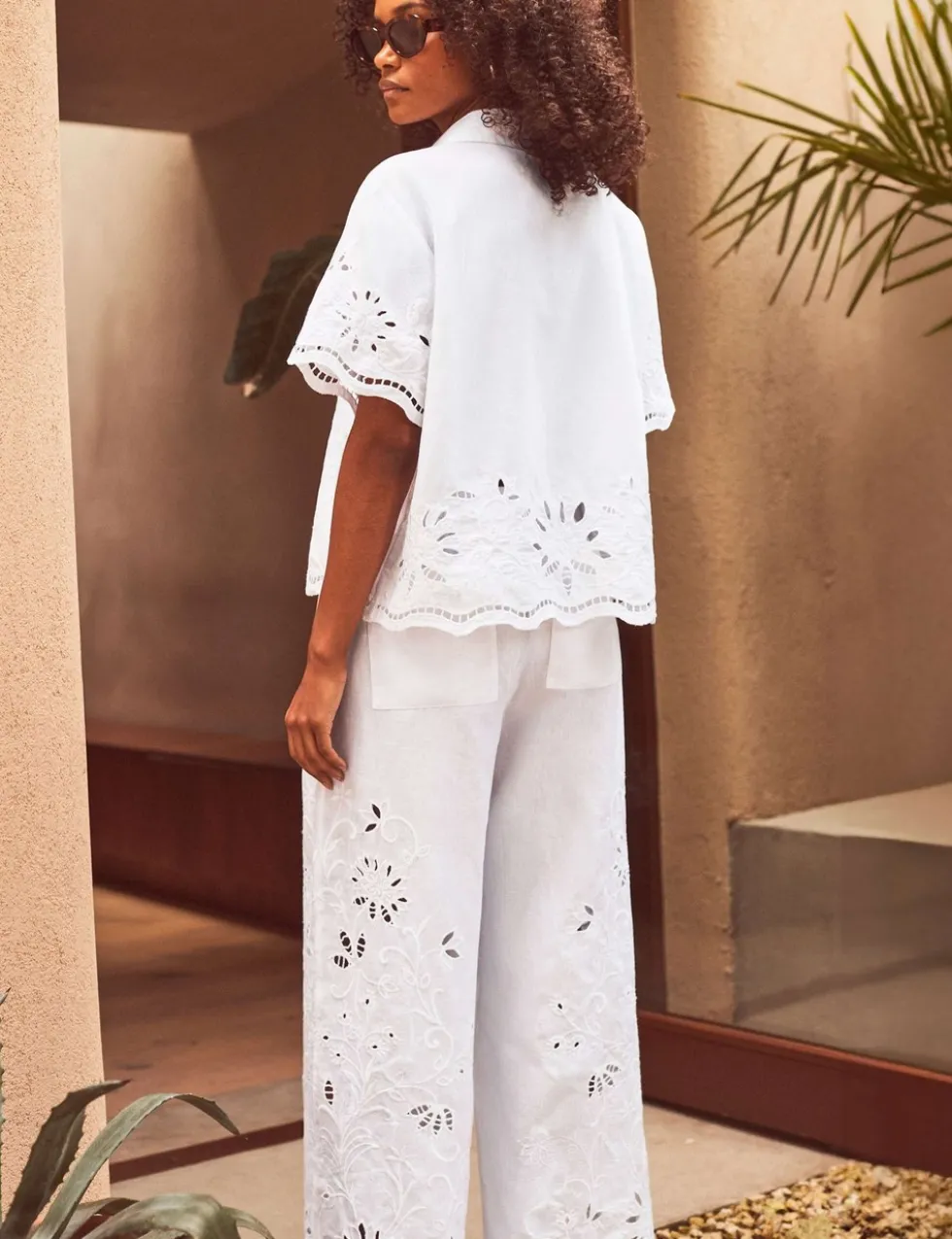 Pure Cotton Broderie Tie Front T-Shirt