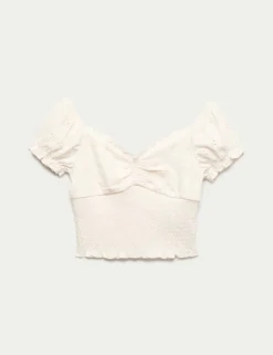 Pure Cotton Broderie Top (6-16 Yrs)