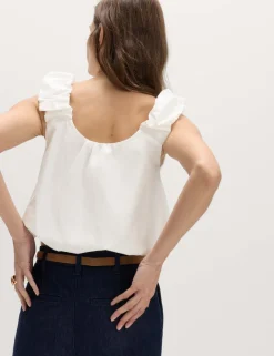 Pure Cotton Bubble Hem Puff Strap Top