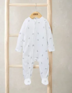 Pure Cotton Bunny Print Sleepsuit (6½lbs-6 Mths)
