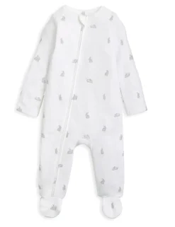 Pure Cotton Bunny Print Sleepsuit (6½lbs-6 Mths)