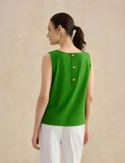 Pure Cotton Button Detail Vest Top