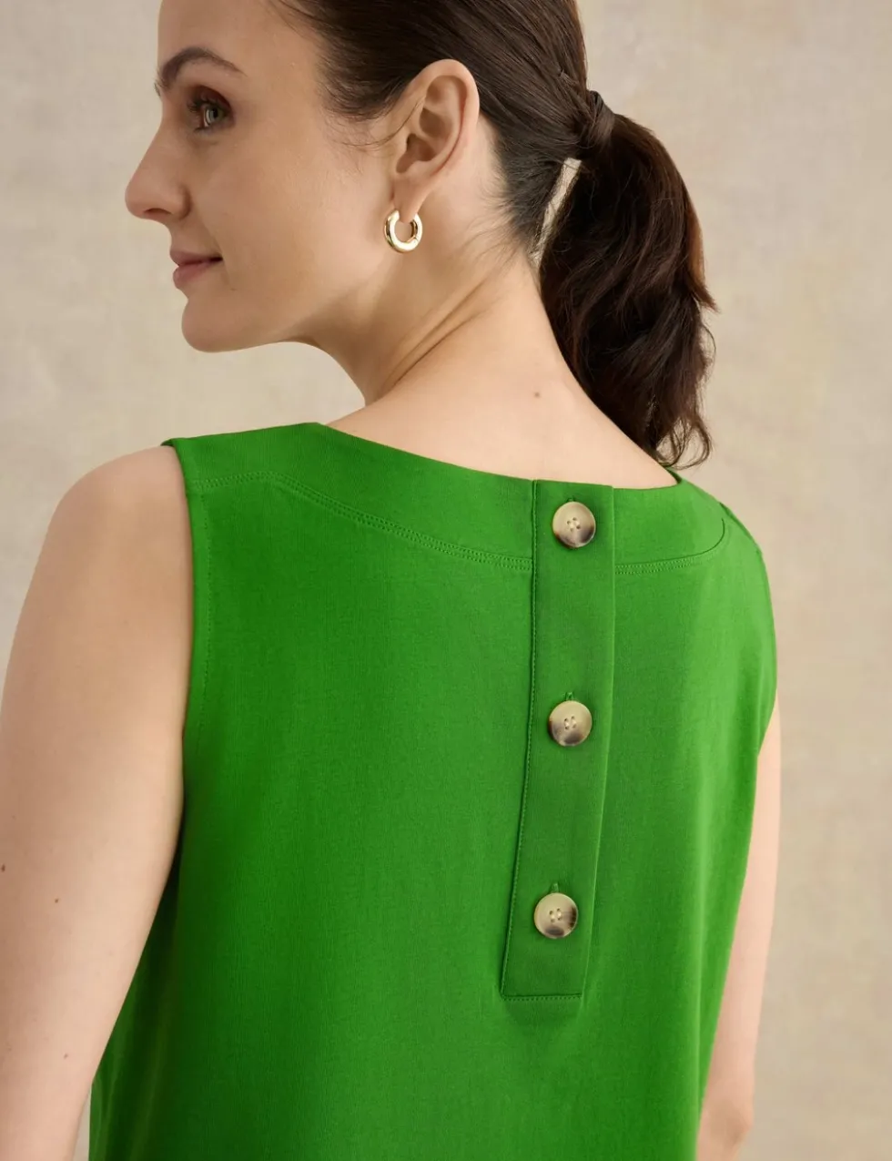 Pure Cotton Button Detail Vest Top
