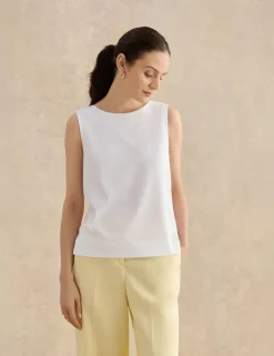 Pure Cotton Button Detail Vest Top