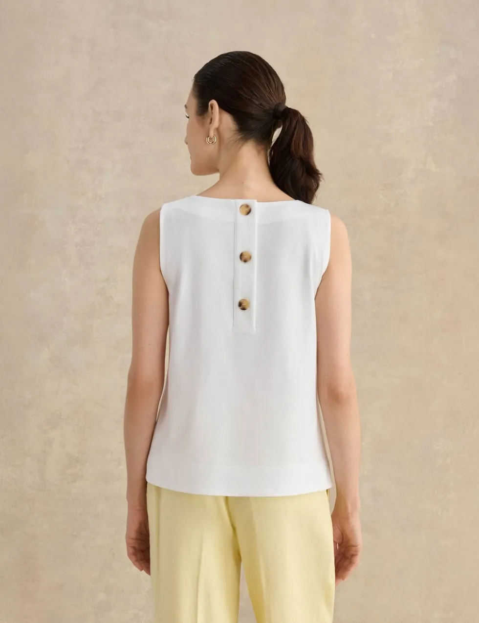 Pure Cotton Button Detail Vest Top