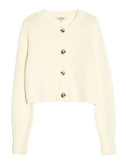 Pure Cotton Button Front Cropped Cardigan